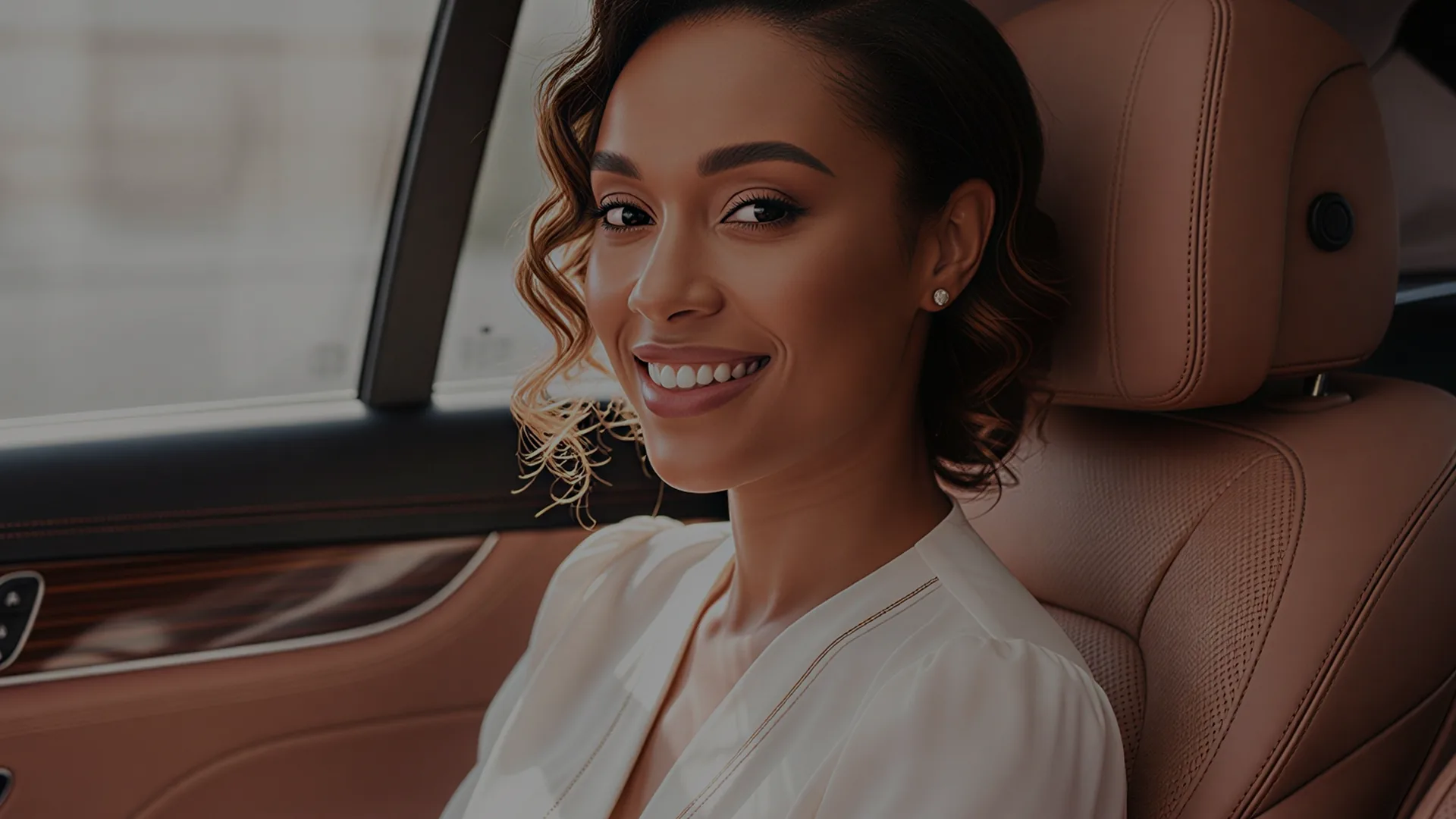 Relaxed passenger in a chauffeured car with Muvment by Autogirl
